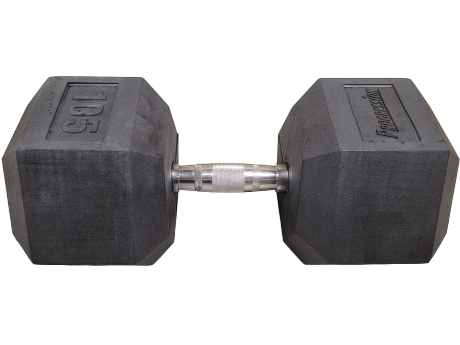 Progression Rubber Hex Dumbbell - Single 105lb