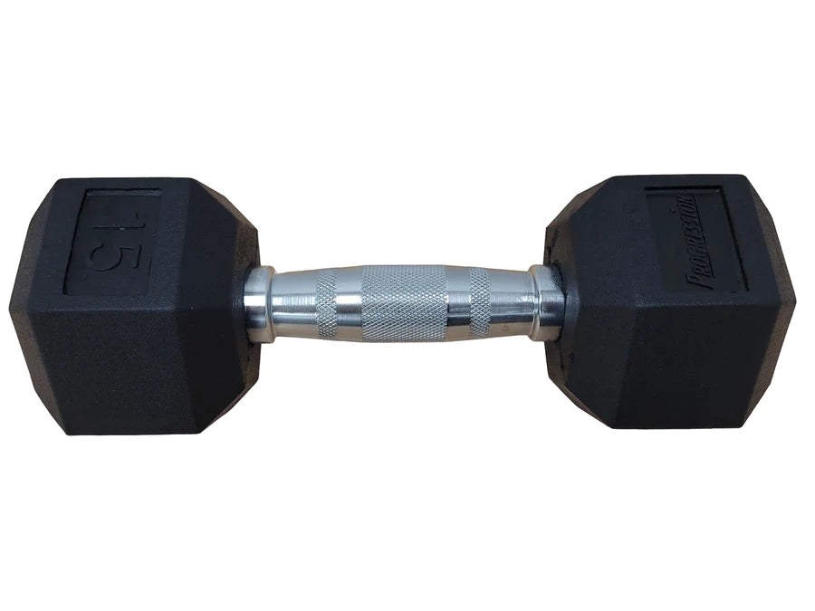 Progression Rubber Hex Dumbbell - Single 15lb