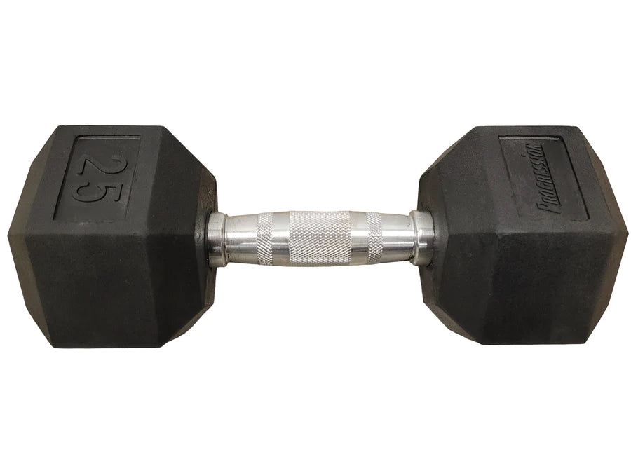 Progression Rubber Hex Dumbbell - Single 25lb