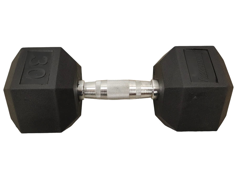 Progression Rubber Hex Dumbbell - Single 30lb