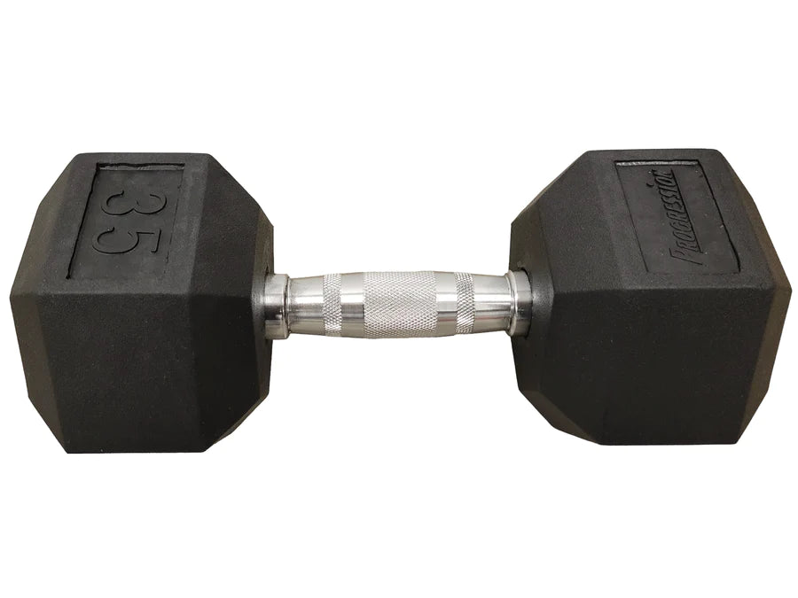 Progression Rubber Hex Dumbbell - Single 35lb