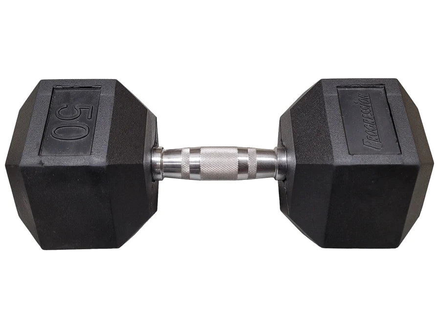 Progression Rubber Hex Dumbbell - Single 50lb