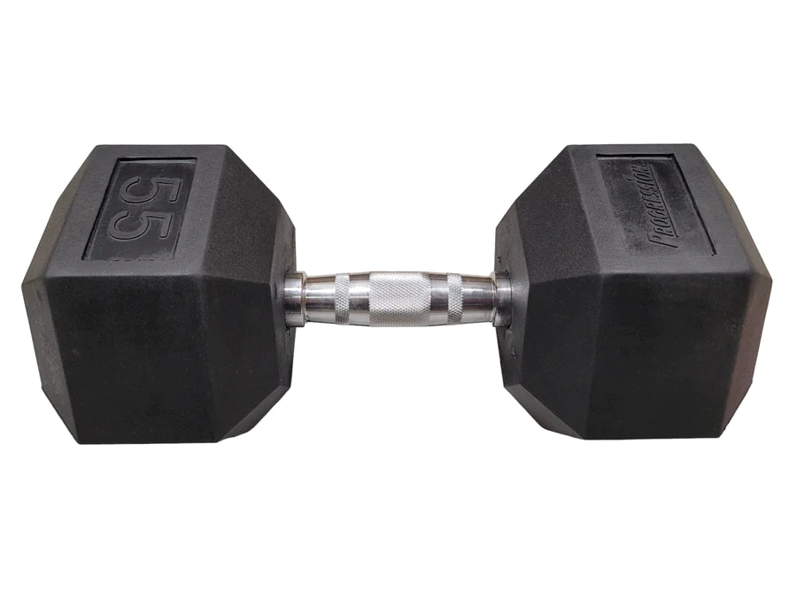 Progression Rubber Hex Dumbbell - Single 55lb