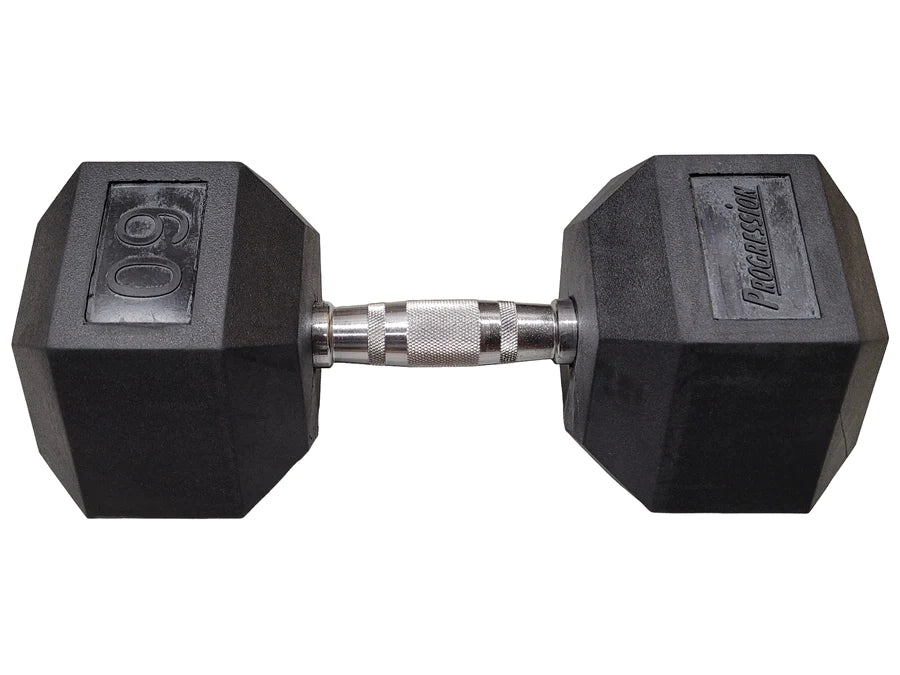 Progression Rubber Hex Dumbbell - Single 60lb