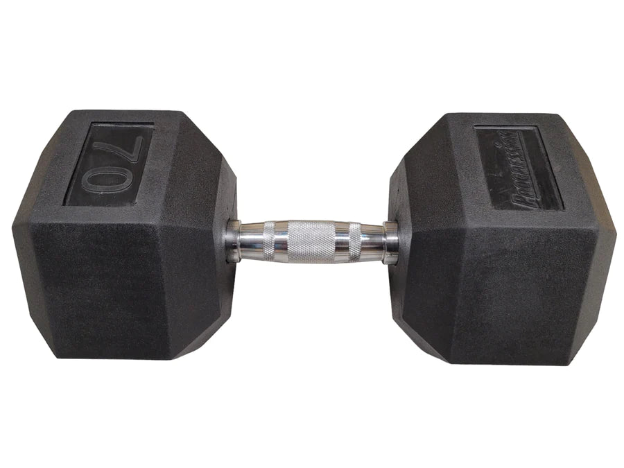 Progression Rubber Hex Dumbbell - Single 70lb