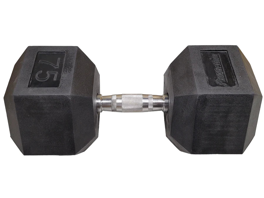 Progression Rubber Hex Dumbbell - Single 75lb