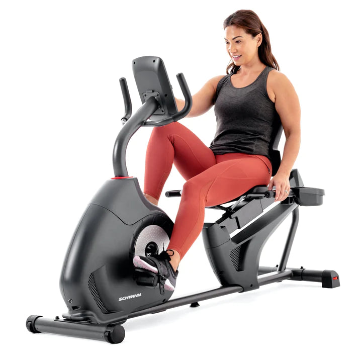 Schwinn 230 Recumbent Bike female Action View