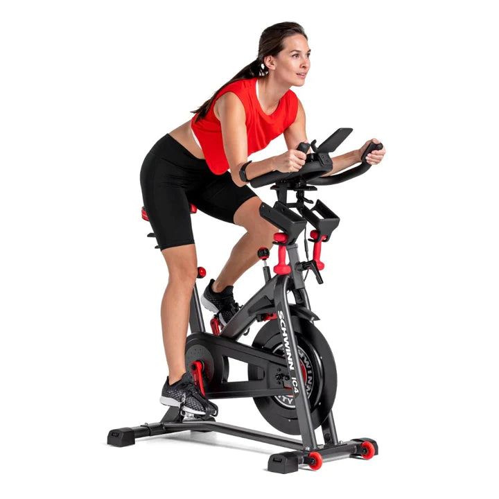 Schwinn IC4 Spin Bike Female Action View