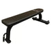 The Power Body XS-10 Flat Bench In black With A Handle And Wheels To Help Move